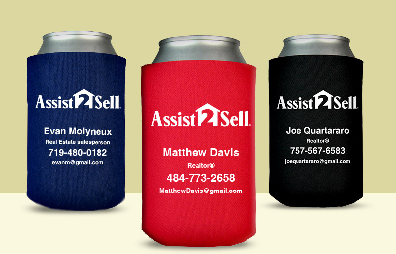 Assit2Sell Real Estate Economy Can Coolers - Assit2Sell Real Estate personalized promotional products | BestPrintBuy.com
