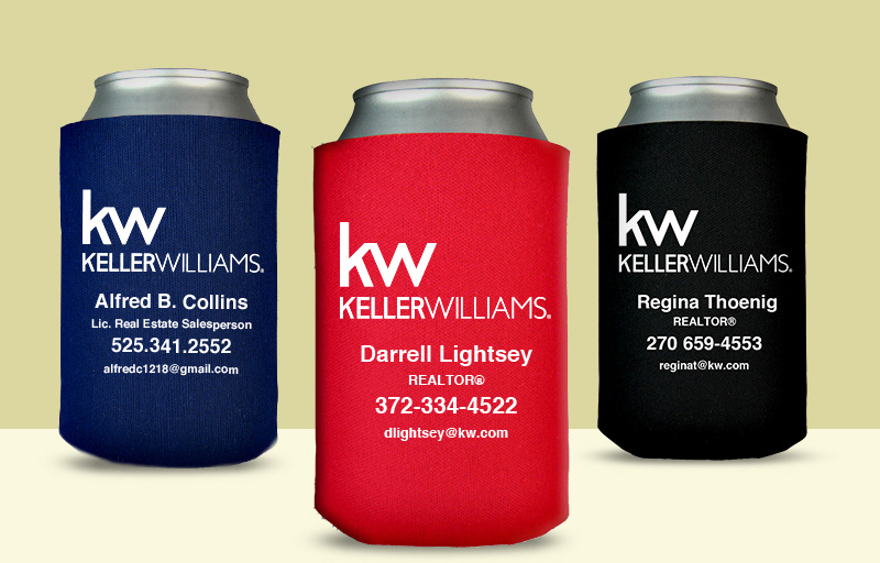 Keller Williams Real Estate Economy Can Coolers - KW approved vendor personalized promotional products | BestPrintBuy.com