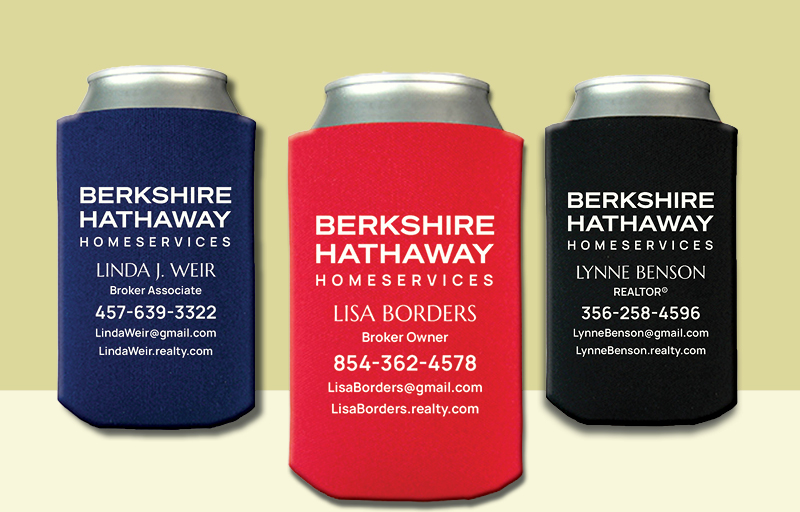 Berkshire Hathaway Real Estate Economy Can Coolers - Berkshire Hathaway personalized promotional products | BestPrintBuy.com