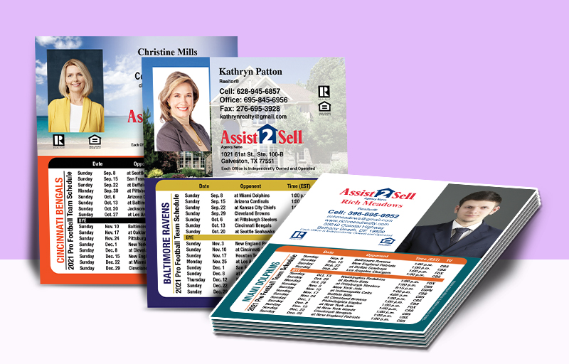 Assist2Sell Real Estate Mini Business Card Magnet Football Schedules - A2S  personalized magnetic football schedules | BestPrintBuy.com