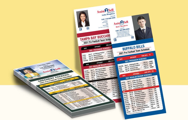 Assist2Sell Real Estate Business Card Magnet Football Schedules - A2S  personalized magnetic football schedules | BestPrintBuy.com