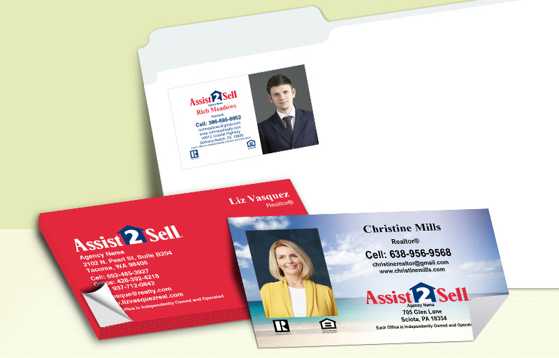 Assit2Sell Real Estate Business Card Labels - Assit2Sell Real Estate  personalized stickers with contact info | BestPrintBuy.com