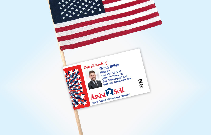 Assist2Sell Real Estate American Flag Label Riders | BestPrintBuy.com