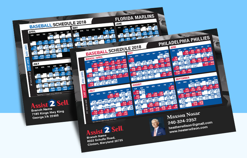Assit2Sell Real Estate Full Magnet Baseball Schedules - Assit2Sell Real Estate sports schedules | BestPrintBuy.com