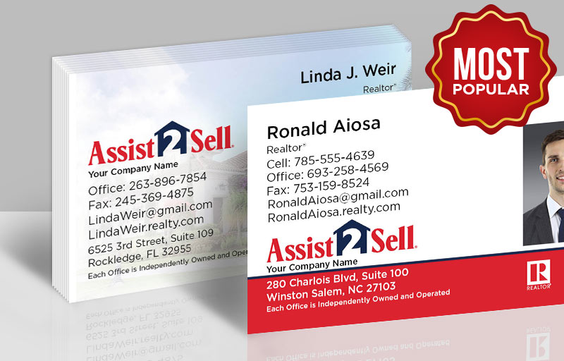 Assist2Sell Real Estate Standard Business Cards - Standard & Rounded Corner Business Cards for Realtors | BestPrintBuy.com