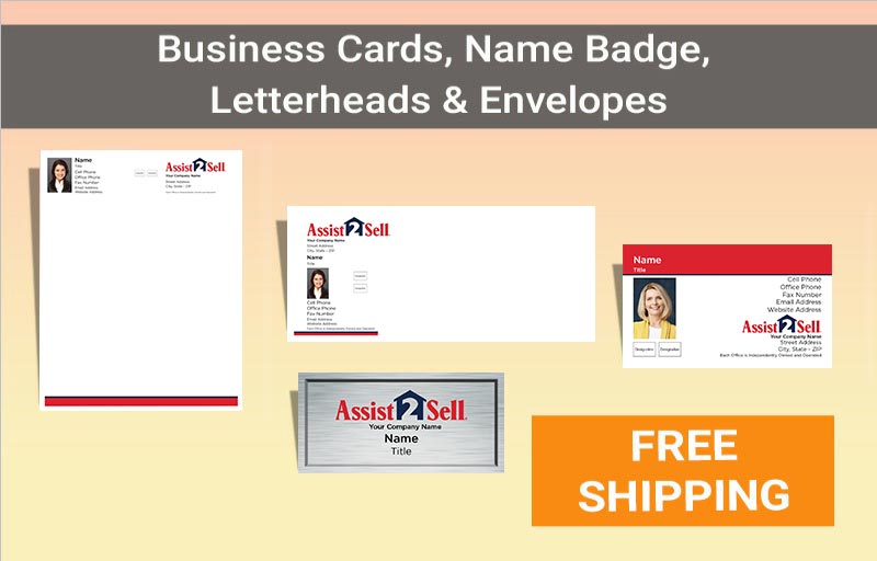 Assist2Sell Real Estate Bronze Agent Package - Assist2Sell approved vendor personalized business cards, letterhead, envelopes and note cards | BestPrintBuy.com