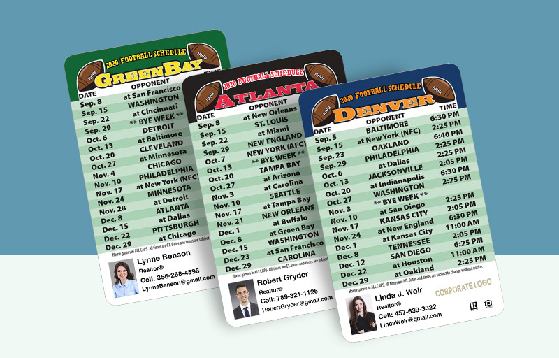 Century 21 Real Estate Football Laminated Wallet Cards -  personalized magnetic football schedules | BestPrintBuy.com