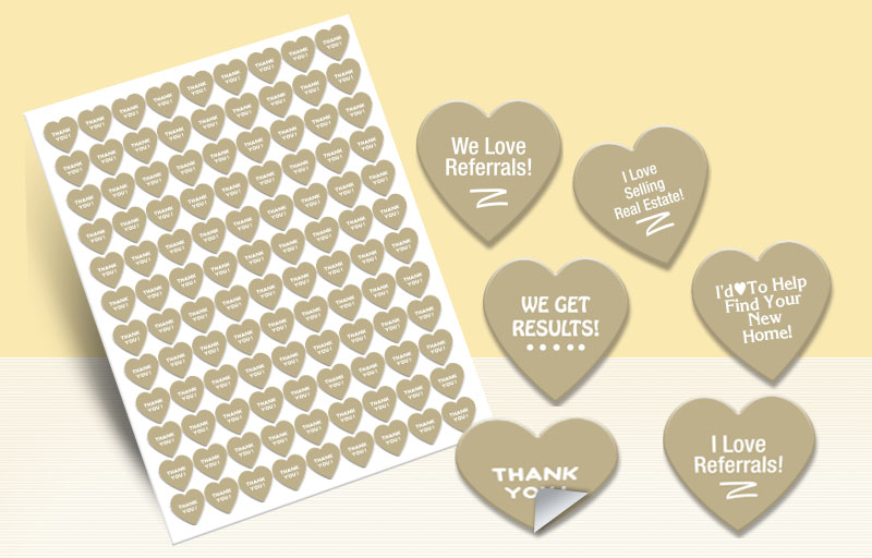 Century 21 Real Estate Heart Shaped Stickers - Century 21 stickers with messages | BestPrintBuy.com