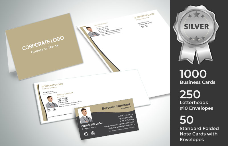 Century 21 Real Estate Silver Agent Package - Century 21  personalized business cards, letterhead, envelopes and note cards | BestPrintBuy.com