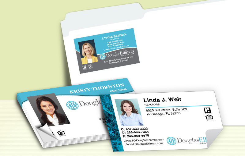 Douglas Elliman Real Estate Business Card Labels - Douglas Elliman Real Estate personalized stickers with contact info | BestPrintBuy.com