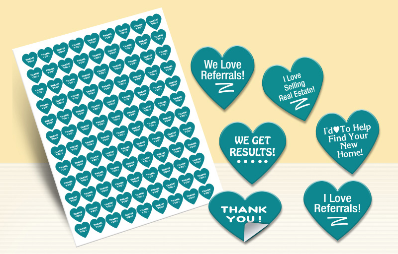 Exit Realty Real Estate Heart Shaped Stickers - Exit Realty approved vendor stickers with messages | BestPrintBuy.com