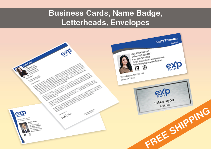 eXp Realty Real Estate Bronze Agent Package - eXp Realty approved vendor personalized business cards, letterhead, envelopes and note cards | BestPrintBuy.com
