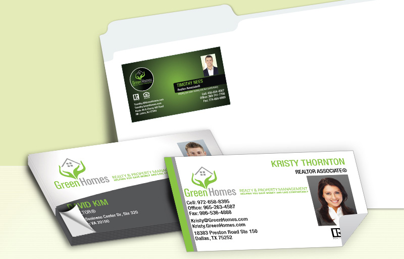 Green Homes Realtors Real Estate Business Card Labels - Green Homes Realtors  personalized stickers with contact info | BestPrintBuy.com
