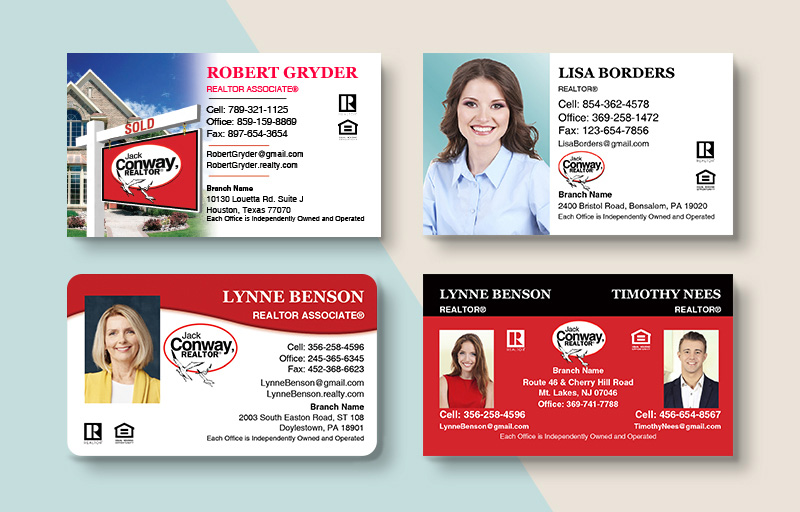 Jack Conway Real Estate Standard Business Cards - Jack Conway Standard & Rounded Corner Business Cards for Realtors | BestPrintBuy.com