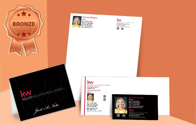 Keller Williams Real Estate Agent Bronze Package - KW approved vendor personalized business cards, letterhead, envelopes and note cards | BestPrintBuy.com