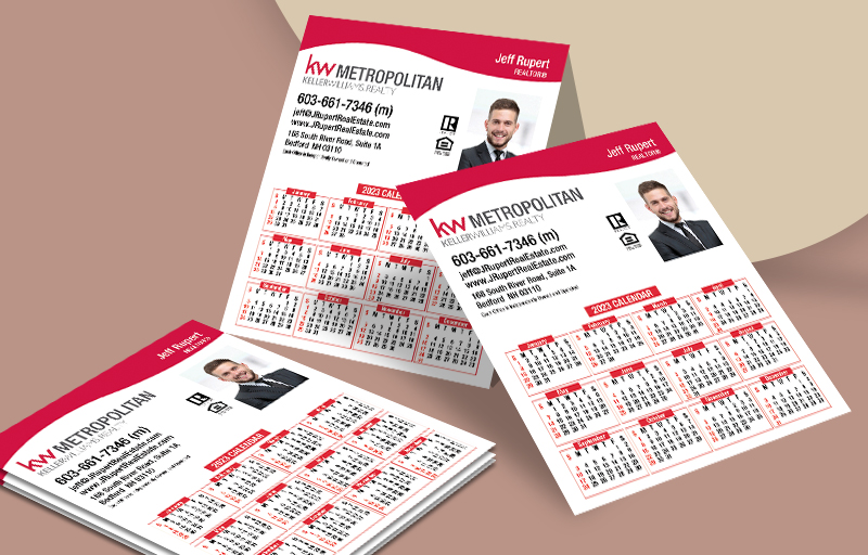Keller Williams Real Estate Business Card Mini Calendar Magnets With Photo - KW approved vendor personalized marketing materials | BestPrintBuy.com