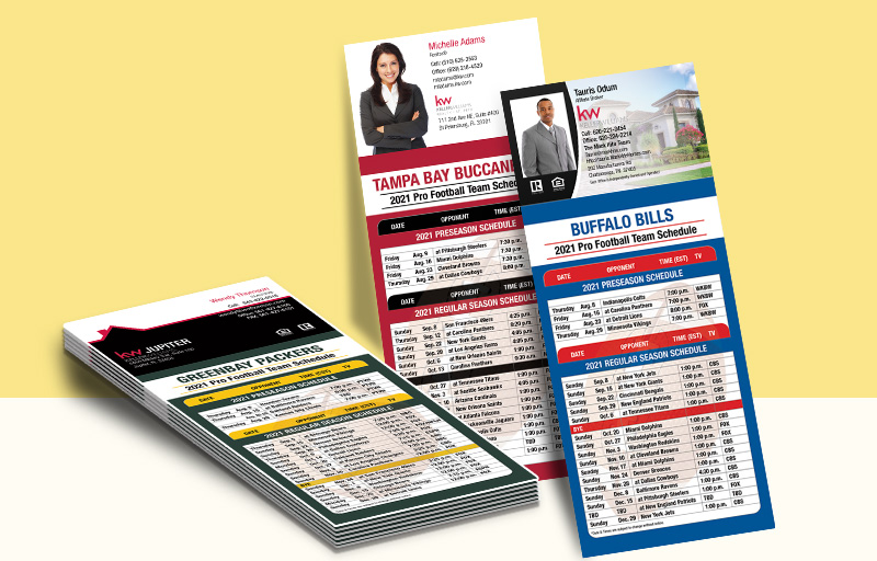 Keller Williams Real Estate Business Card Magnet Football Schedules - KW approved vendor personalized magnetic football schedules | BestPrintBuy.com