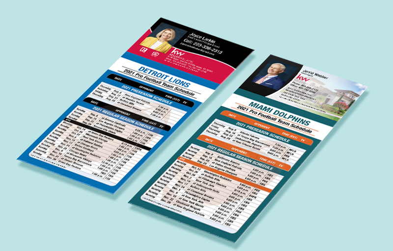 Keller Williams Real Estate Business Card Magnetic Schedules With Photo - KW approved vendor personalized magnetic football schedules | BestPrintBuy.com