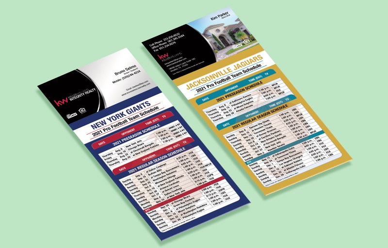 Keller Williams Real Estate Business Card Magnetic Schedules Without Photo - KW approved vendor personalized magnetic football schedules | BestPrintBuy.com