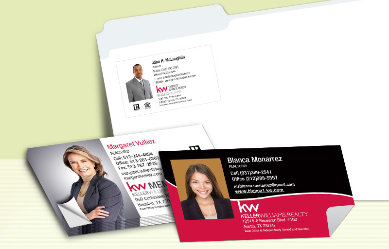 Keller Williams Real Estate Business Card Labels - KW approved vendor personalized stickers with contact info | BestPrintBuy.com