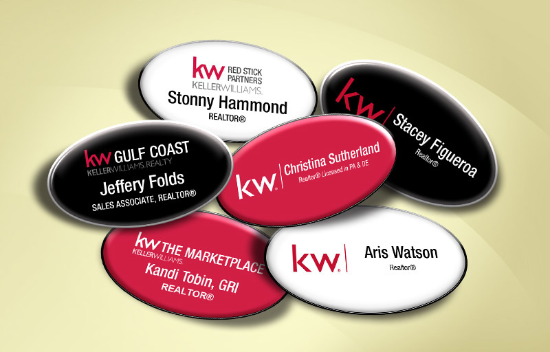 Keller Williams Real Estate Domed Oval Name Badge - KW Approved Vendor Name Tags for Realtors | BestPrintBuy.com