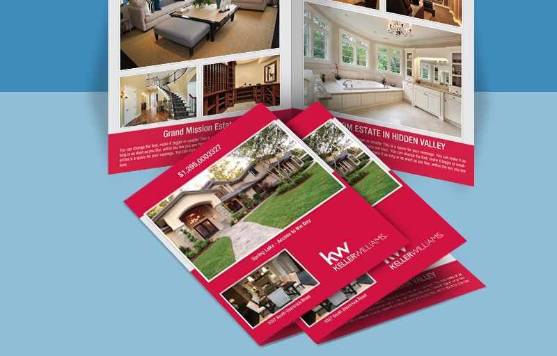 Keller Williams Real Estate Flyers and Brochures - KW approved vendor four-sided flyer templates for open houses and marketing | BestPrintBuy.com