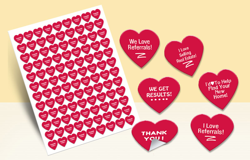 Keller Williams Real Estate Heart Shaped Stickers - KW approved vendor stickers with messages | BestPrintBuy.com