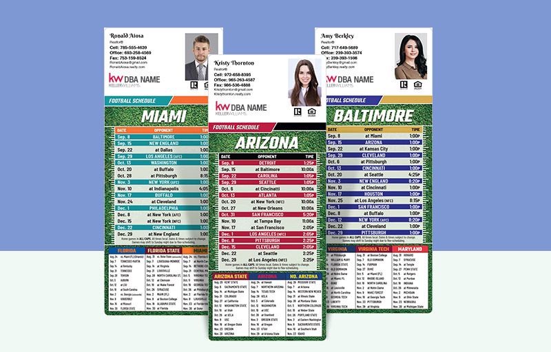 Keller Williams Real Estate Laminated Card With Magnetic Strip - KW approved vendor personalized magnetic football schedules | BestPrintBuy.com