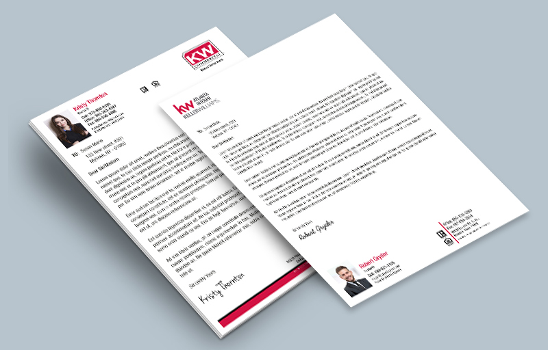 Keller Williams Real Estate Agent Letterheads - KW approved vendor stationery, custom letterhead templates for realtors | BestPrintBuy.com