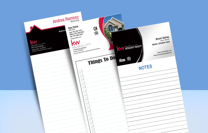 Keller Williams Real Estate Notepads Without Photo - KW approved vendor personalized realtor marketing materials | BestPrintBuy.com
