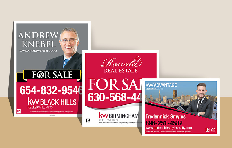 Keller Williams Real Estate Yard Post & Panel - KW approved vendor real estate signs | BestPrintBuy.com