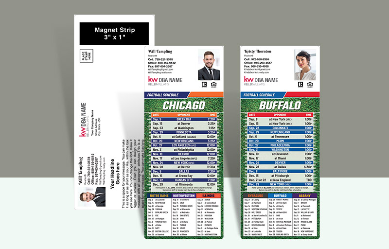 Keller Williams Real Estate Self Mailer With Magnetic Strip - KW approved vendor personalized magnetic football schedules | BestPrintBuy.com