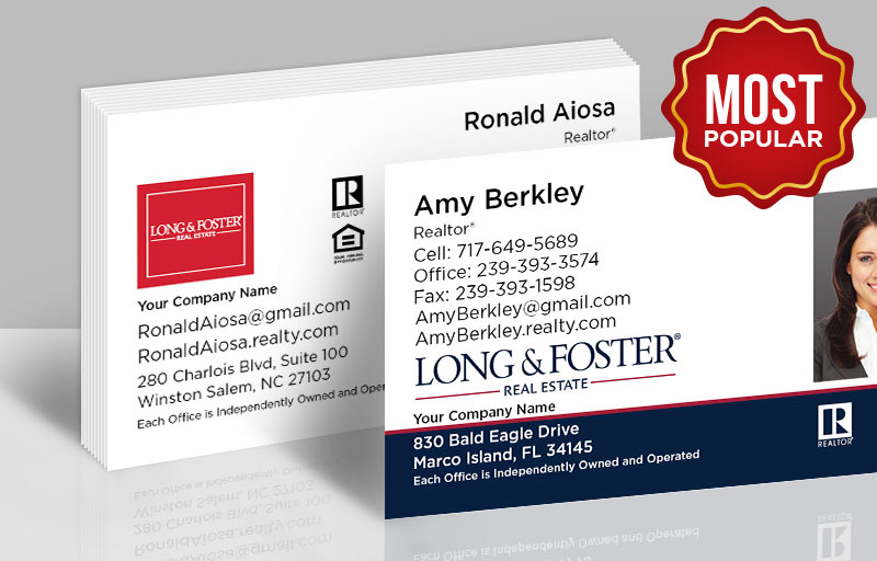 Long and Foster Real Estate Standard Business Cards - Standard & Rounded Corner Business Cards for Realtors | BestPrintBuy.com