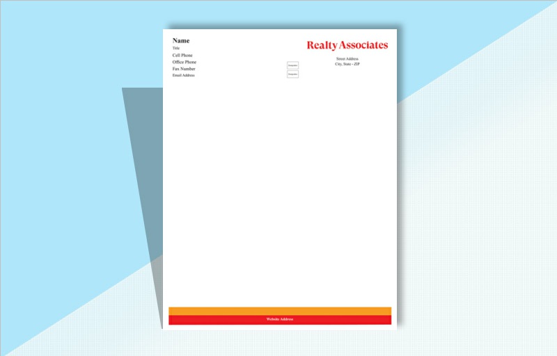 Realty Associates Real Estate Letterheads - Custom Letterhead Stationery for Realtors | BestPrintBuy.com