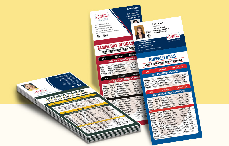 Realty Executives Real Estate Business Card Magnet Football Schedules - Realty Executives personalized magnetic football schedules | BestPrintBuy.com