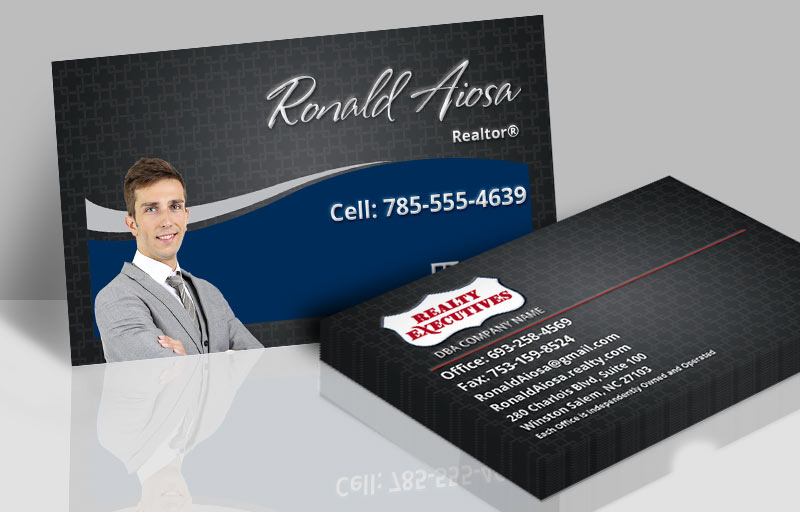 Realty Executives Real Estate Spot UV (Gloss) Raised Business Cards - Luxury Raised Printing & Suede Stock Business Cards for Realtors | BestPrintBuy.com