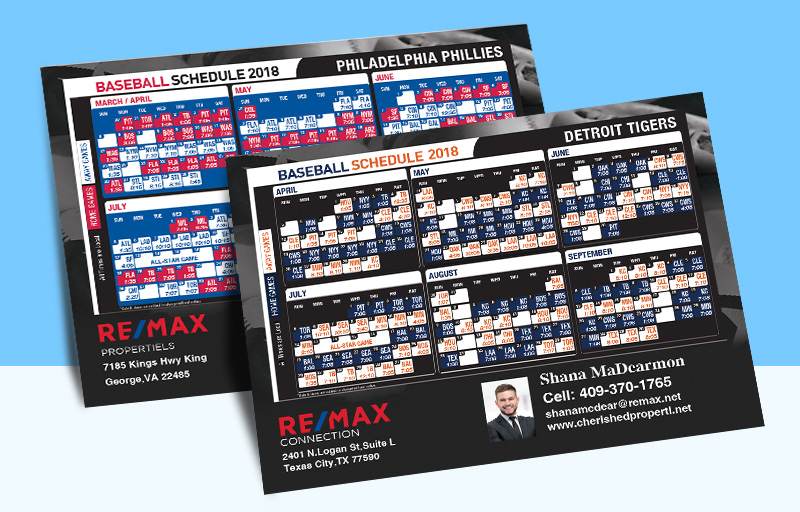 RE/MAX Real Estate Full Magnet Baseball Schedules - REMAX  personalized realtor marketing materials | BestPrintBuy.com