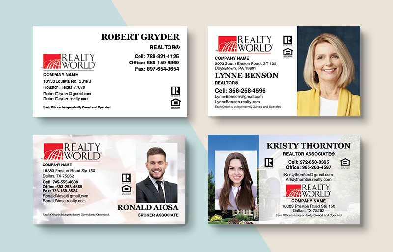 Realty World Real Estate Standard Business Cards - Realty World Standard & Rounded Corner Business Cards for Realtors | BestPrintBuy.com