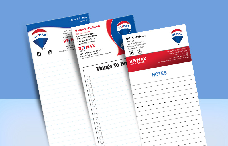 RE/MAX Real Estate Notepads Without Photo - RE/MAX personalized realtor marketing materials | BestPrintBuy.com