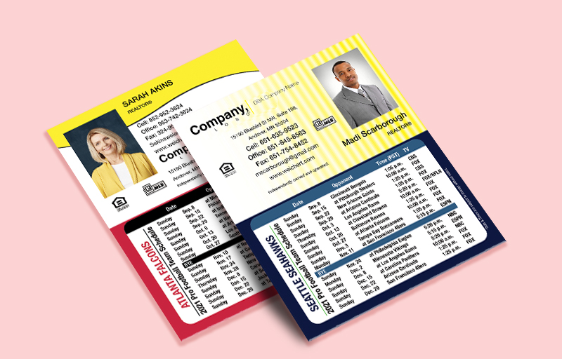 Weichert Real Estate Mini Business Card Magnetic Schedules With Photo - Weichert personalized magnetic football schedules | BestPrintBuy.com