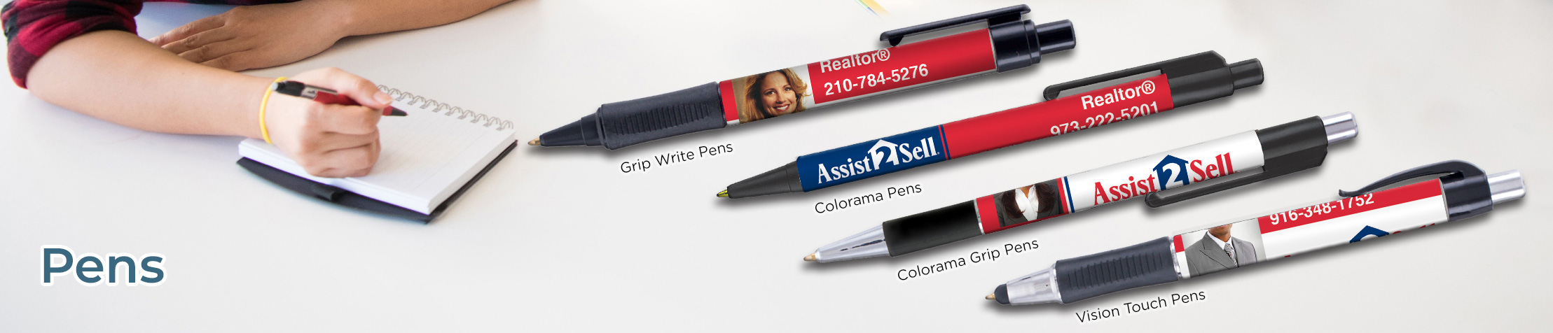 Assit2Sell Real Estate Personalized Pens - promotional products: Grip Write Pens, Colorama Pens, Vision Touch Pens, and Colorama Grip Pens | BestPrintBuy.com