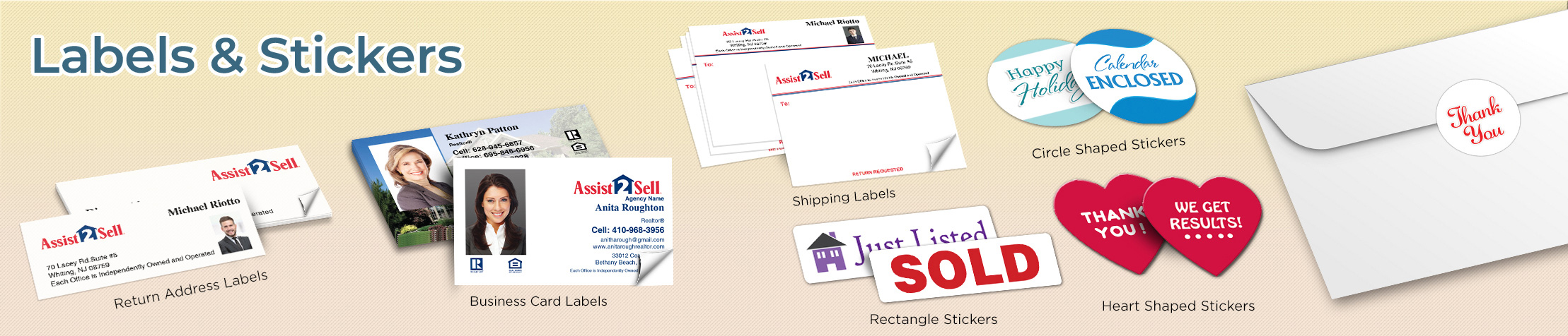 Assit2Sell Real Estate Labels and Stickers - Assit2Sell Real Estate  business card labels, return address labels, shipping labels, and assorted stickers | BestPrintBuy.com