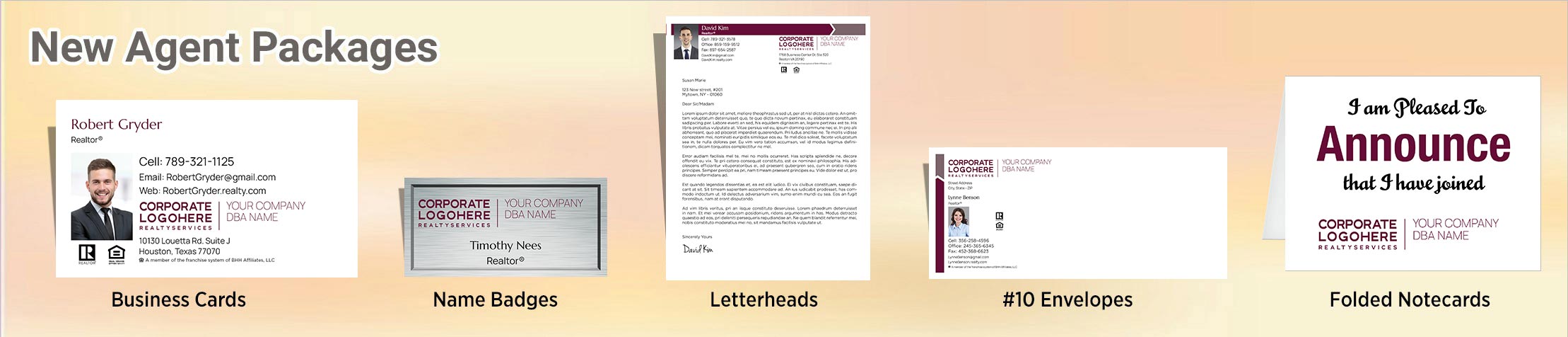 Berkshire Hathaway Real Estate Gold, Silver and Bronze Agent Packages - personalized business cards, letterhead, envelopes and note cards | BestPrintBuy.com