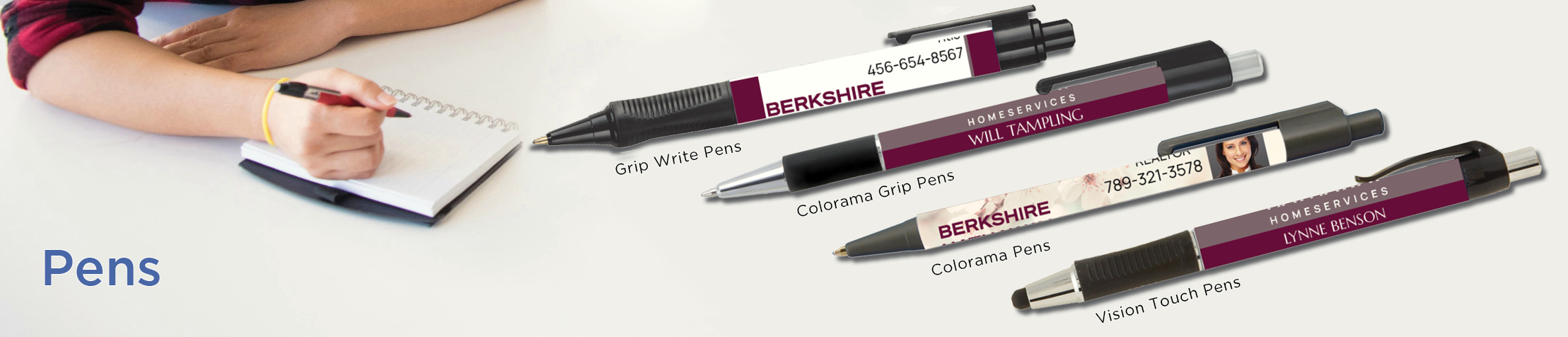 Berkshire Hathaway Real Estate Personalized Pens - promotional products: Grip Write Pens, Colorama Pens, Vision Touch Pens, and Colorama Grip Pens | BestPrintBuy.com