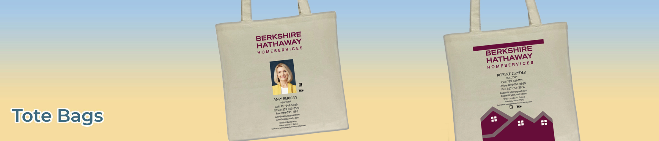 Berkshire Hathaway Real Estate Tote bags - Berkshire Hathaway  personalized realtor promotional products | BestPrintBuy.com
