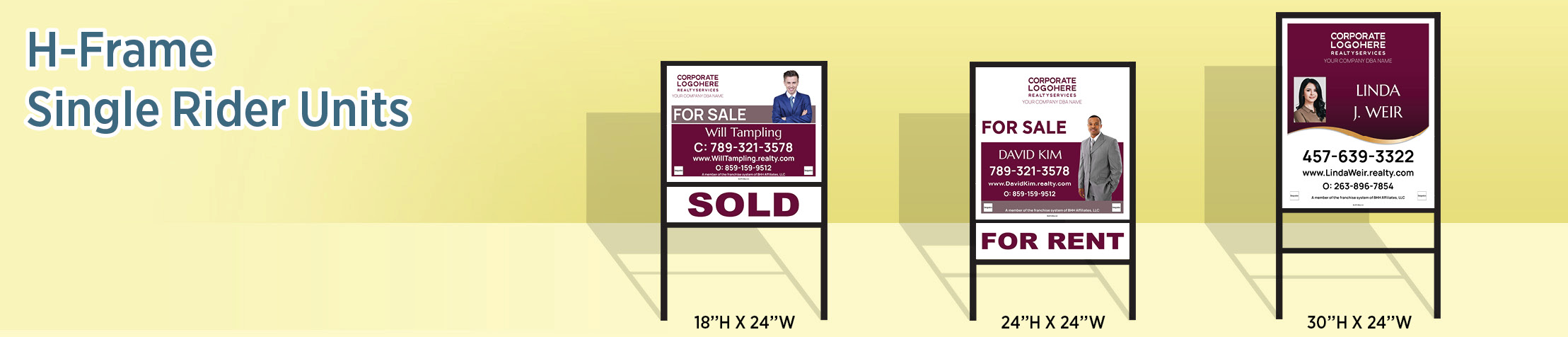 Berkshire Hathaway Real Estate H-Frame Single Rider Units - BHHS approved vendor real estate signs | BestPrintBuy.com