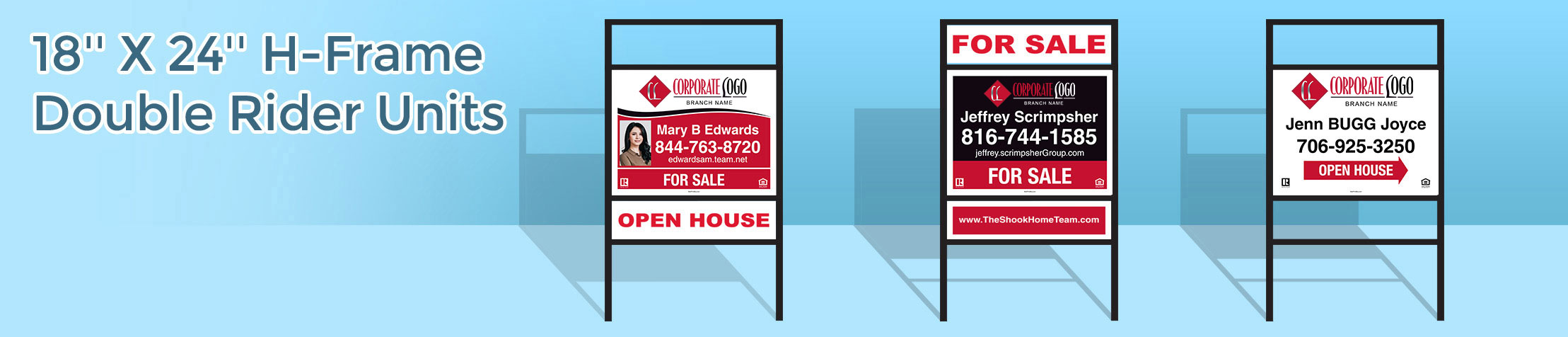 HomeSmart Real Estate 18'' x 24'' H-Frame Double Rider Units - HomeSmart Real Estate signs | BestPrintBuy.com