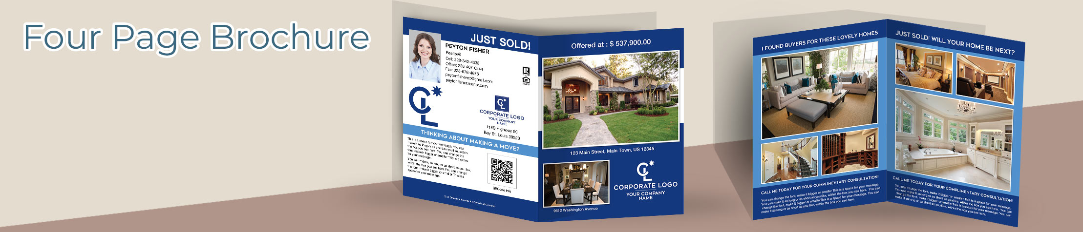 Coldwell Banker Real Estate Flyers and Brochures - Coldwell Banker four page brochure templates for open houses and marketing | BestPrintBuy.com
