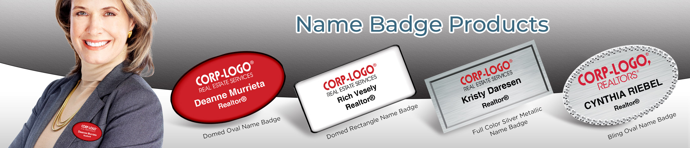 Crye-Leike Realtors Real Estate Name Badge Products - Crye-Leike Realtors Name Tags for Realtors | BestPrintBuy.com