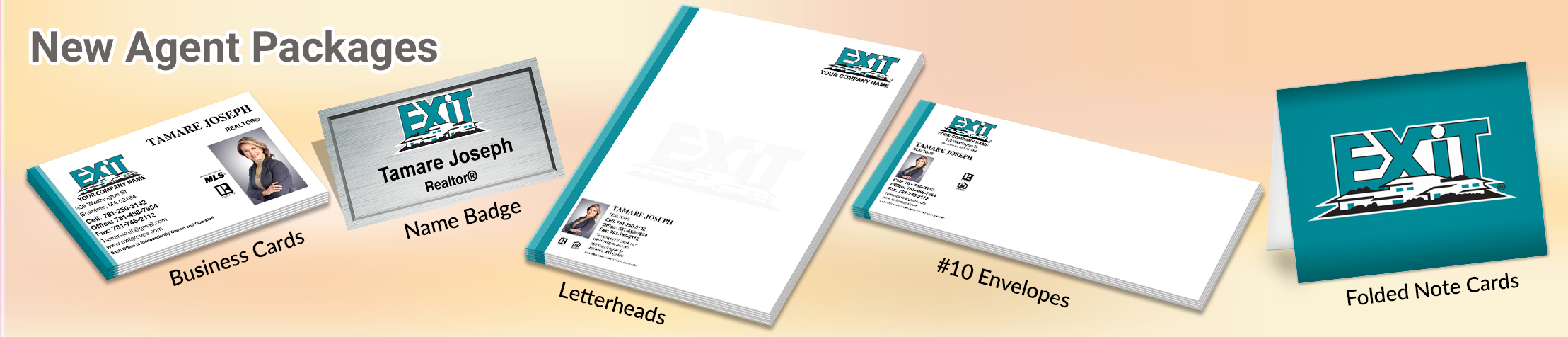 EXIT Realty Real Estate Gold, Silver and Bronze Agent Packages -  personalized business cards, letterhead, envelopes and note cards | BestPrintBuy.com